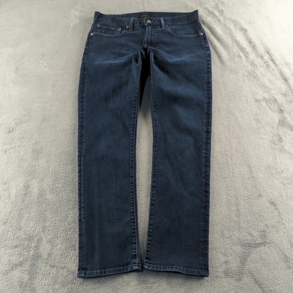 Polo Ralph Lauren Jeans Varick Mens 32x30 Blue Dark Wash Straight Slim Straight